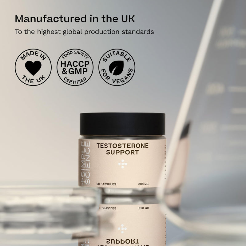 Testosterone Support for Men | Ashwagandha, Boron, Fenugreek, Zinc, D Aspartic Acid | 60 Capsules | High Strength & Lab Tested | Made in The UK | Biodegradable Packaging