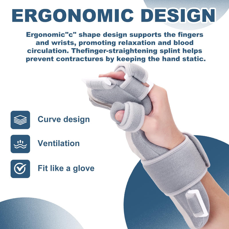 [Australia] - Resting Hand Splint Stroke Hand Brace with Finger Separators, Night Immobilizer Wrist Finger Brace with Sling for Carpal Tunnel & Stroke Recovery (S-Left) S-Left 