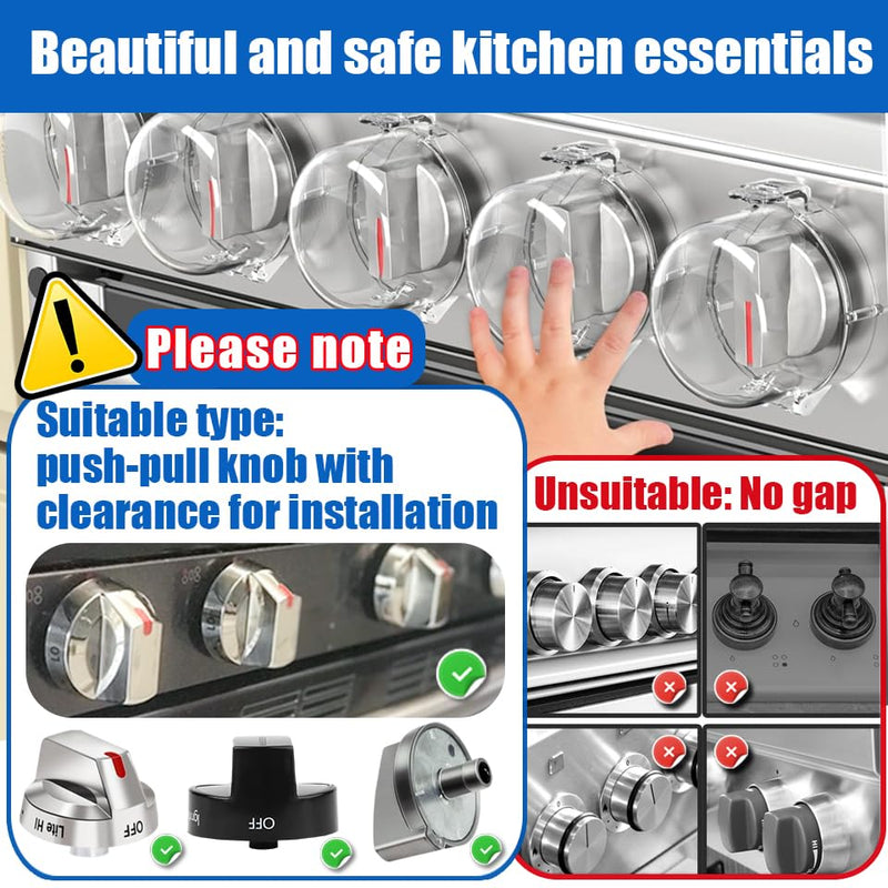 [Australia] - 6 Pack Stove Knob Covers for Child Safety, Gas Stove Knob Locks for Baby and Pets, Baby Proof Stove Oven Knob Safety Covers with Adhesive, Waterproof, Oil Resistant, (Transparent) Clear 6-PACK 