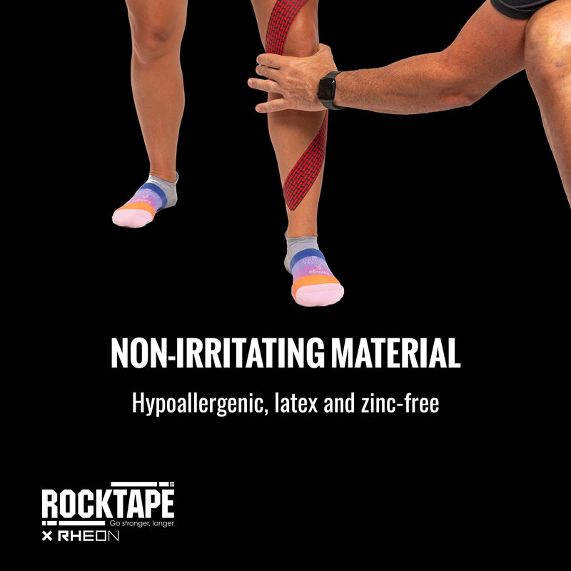 RockTape Rheon Precut Kinesiology Tape- Speeds Up Recovery and Reduces Muscle Discomfort,Rheon Technology Reacts to Body's Movement,Provides Support and Comfort for 5-7 Days,5cm x 5m,Red