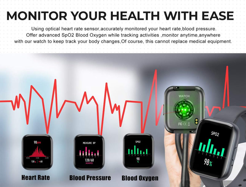 [Australia] - Smart Watch Answer Make Call, Smartwatch for Android iOS Phones with Call Text, Life Water-Resistant Heart Rate Blood Pressure SpO2 Pedometer Sleep Tracker Smart Watch for Women Men (Pink) 
