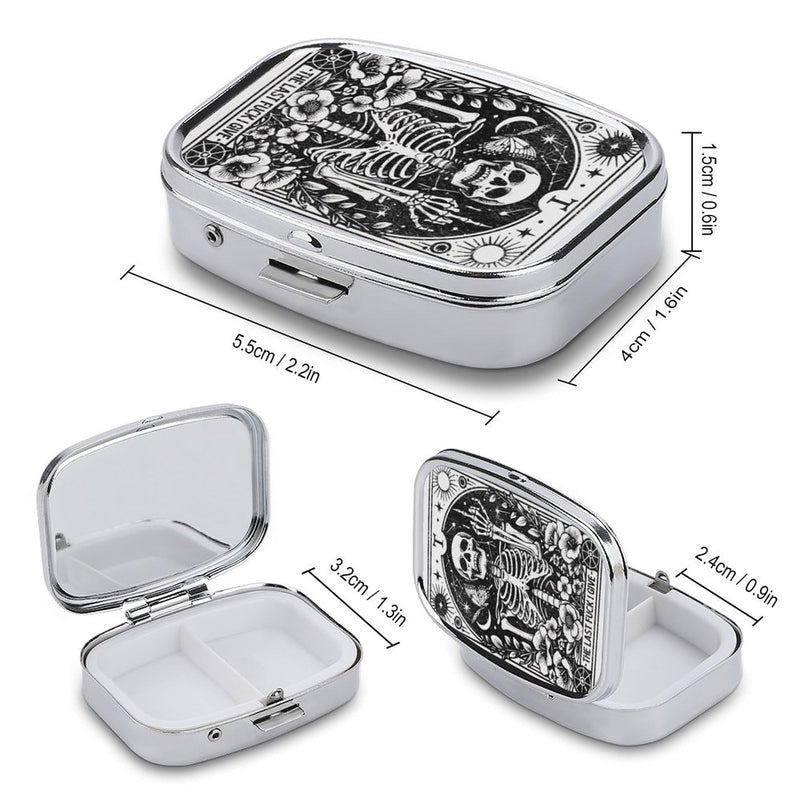 Metal 2 Compartment Pill Organizer Travel Friendly Portable Compact Pill Box Cute Pill Case to Hold Vitamins,Fish Oil,Supplements,Meds,Tablet for Purse,Pocket. (Last) Last