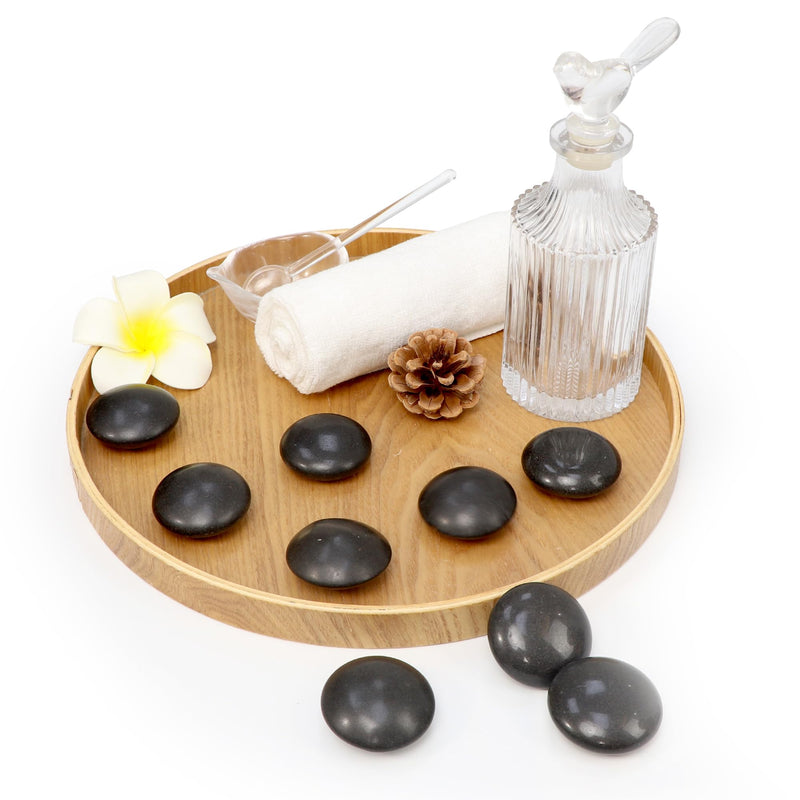 [Australia] - Master Massage 10 Piece Malteser Contour Shape Black Basalt Hot Stone Rock Massage Tool Pack - Black Lava Stones in Unique Dish and Contour Shapes 
