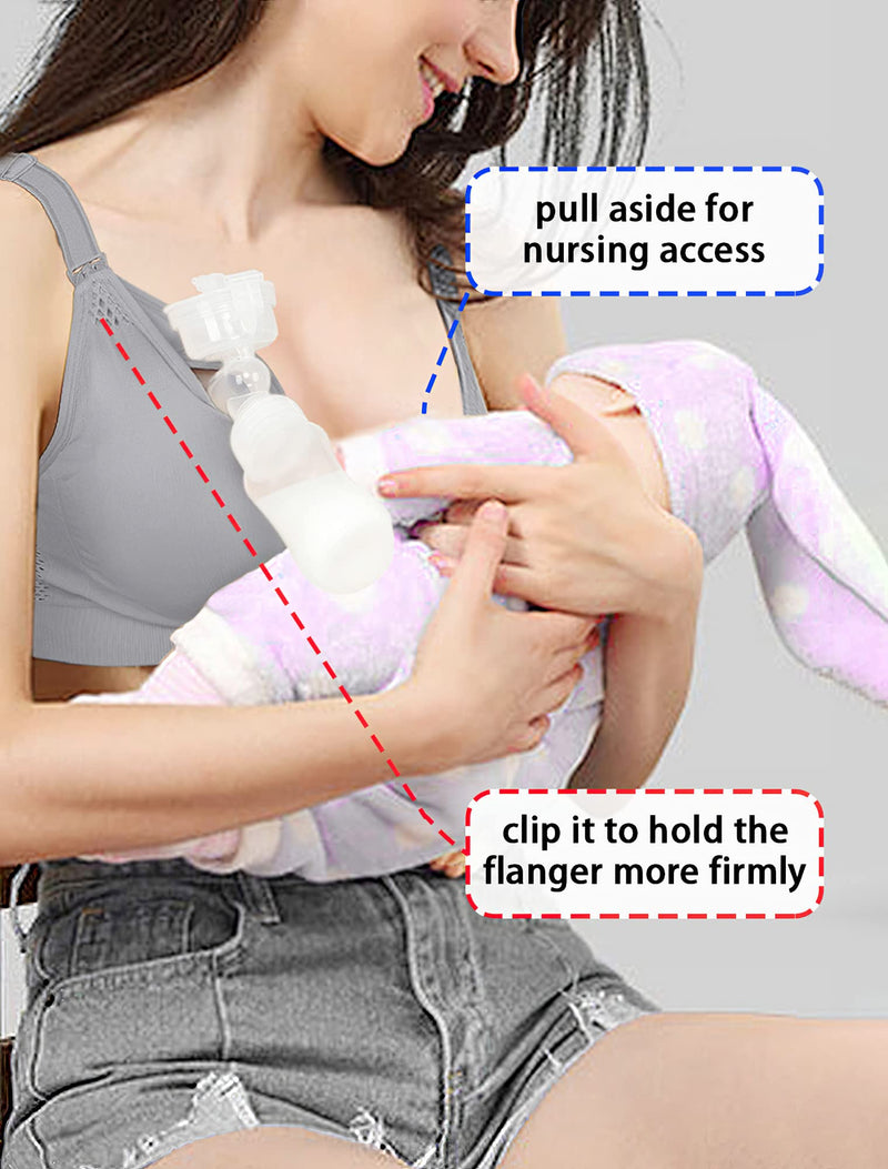 [Australia] - iloveSIA 3PACK Nursing & Pumping bra All in One Hands free Pumping bra Large Black/Beige/Grey 