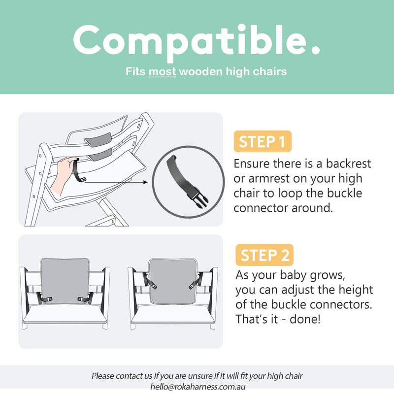 [Australia] - Wipe Clean Silicone Harness for Stokke Tripp Trapp - Replacement Straps for Baby Wooden Highchairs 