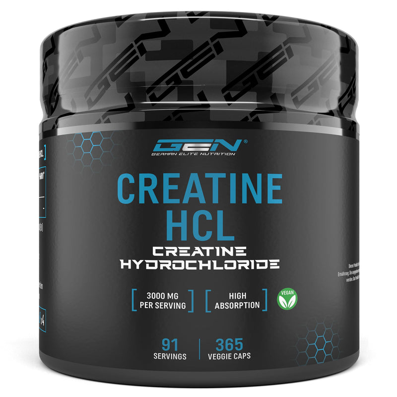 [Australia] - Creatine HCL - 365 vegan capsules - High dose with 3000 mg - Pure creatine hydrochloride - High absorption - High bioavailability 365 pieces 