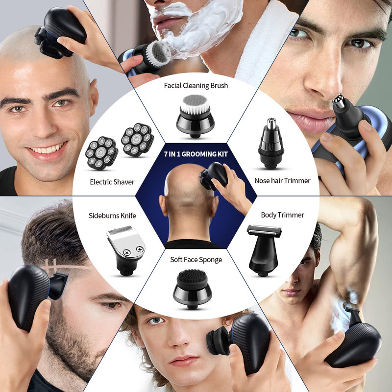 [Australia] - Head Shavers for Bald Men 9D Electric Rotary Shaver Multifunctional Mens Bald Head Shaver Cordless Electric Razor for Men Wet & Dry Beard Clippers Rechargeable Shavers for Balding Man 