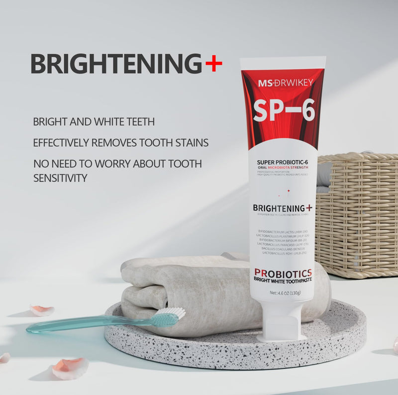 [Australia] - SP-6 Probiotic Whitening Toothpaste - Enhanced Formula with 6 Probiotics for Teeth Whitening and Gum Health - Enamel-Safe, Fluoride-Free, Fresh Mint Flavor, 4.6oz (2) 2 