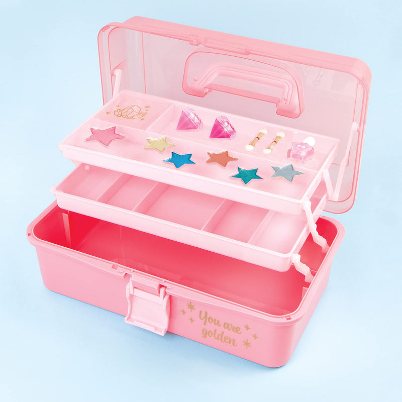 [Australia] - 3C4G Pink and Gold Hard Case Makeup Storage Set - Kids Makeup Kit for Girls and Teens - Includes Storage Case, 5 Eyeshadows, 1 Blush, 2 Lip Glosses & 1 Nail Polish - Ages 8+ by Make It Real Pink & Gold 