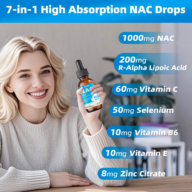 [Australia] - Liquid NAC Drops 1000MG, NAC Supplement N-Acetyl Cysteine with Alpha Lipoic Acid for Adults & Kids, Immune System & Antioxidant Support, Liver & Lung Health, Natural Lemon Flavor, Sugar Free, 2FL OZ 