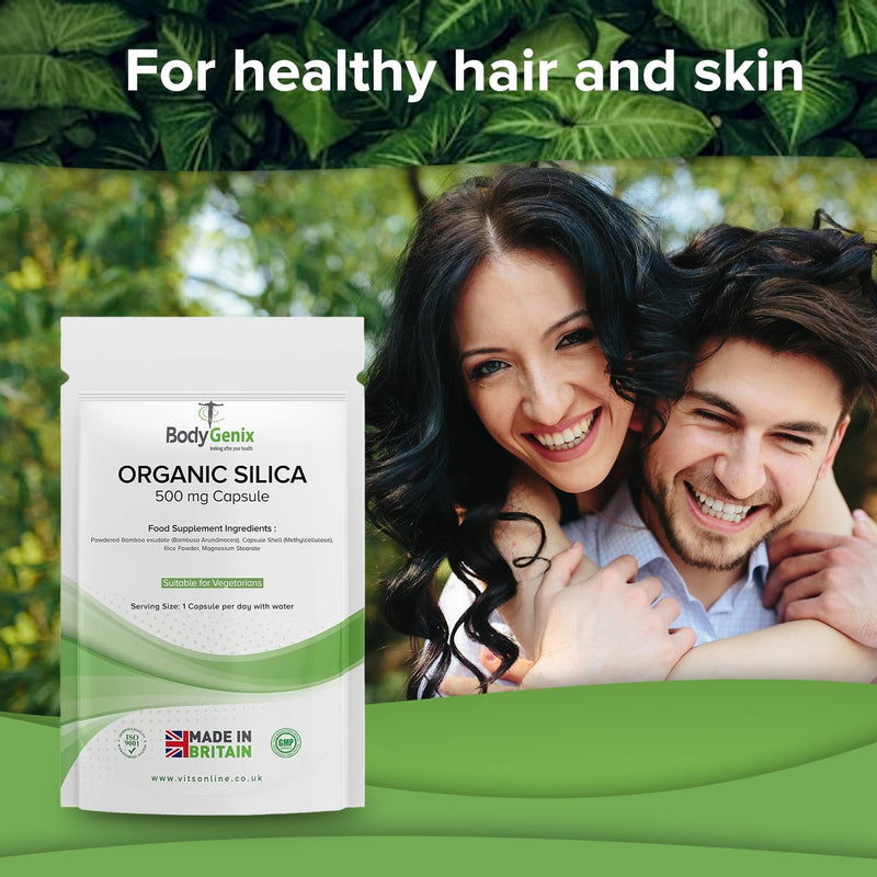Bodygenix Silica 500mg Capsules Silicon Bamboo Extract Rich Supplement (120) 4 Month Supply… Orange 120 count (Pack of 1)