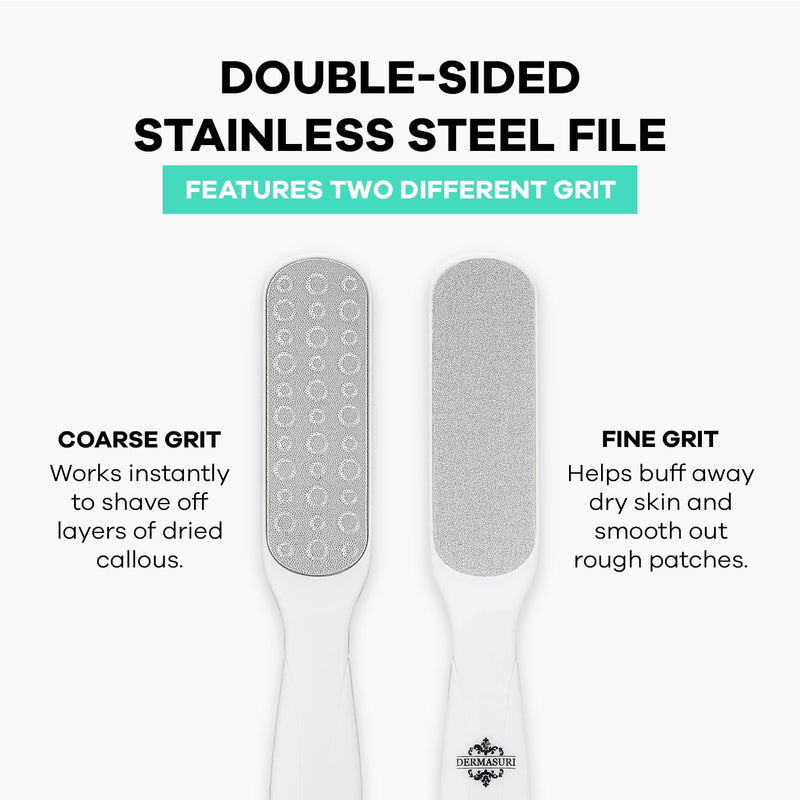 [Australia] - Dermasuri Callus Remover Foot Scrub - Exfoliating Feet Spray-on Formula and Reusable Deluxe Foot File - Dead Skin Remover, Callus Rasp, Scrubber, Peel & Soften Cracked Heels - Deluxe Pedicure Spa Kit 