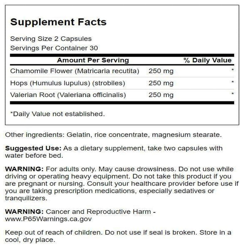[Australia] - Swanson Valerian, Chamomile & Hops - Full Spectrum Herbal Supplement Promoting Relaxation & Comfort - Natural Formula Supporting Mind & Body Wellness - (60 Capsules) (2 Pack) 