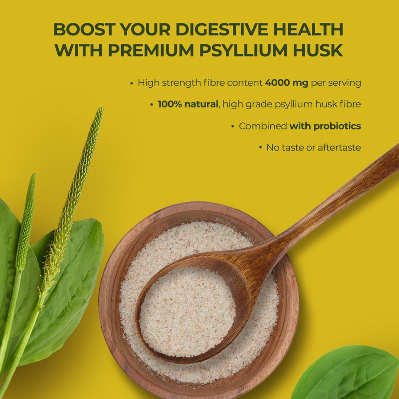 4000mg Fibre Supplement Psyllium Husk Capsules with Probiotics - 20 Billion CFU with 5 Strains - Soluble Fibre with Added 100mg Inulin - Gut Health Supplements for Adults - High Fiber Supplement