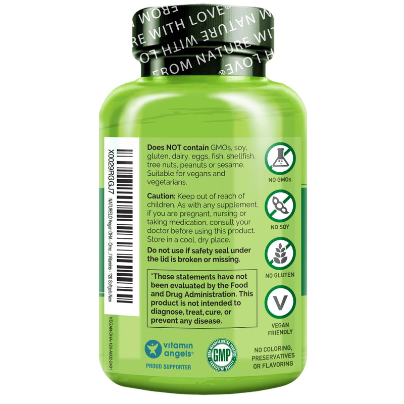 [Australia] - NATURELO Vegan DHA - Omega 3 Oil from Algae - Supplement for Brain, Heart, Joint, Eye Health - Provides Essential Fatty Acids for Women Men and Kids - Complements Prenatal Vitamins - 120 Softgels 120 Count (Pack of 1) 