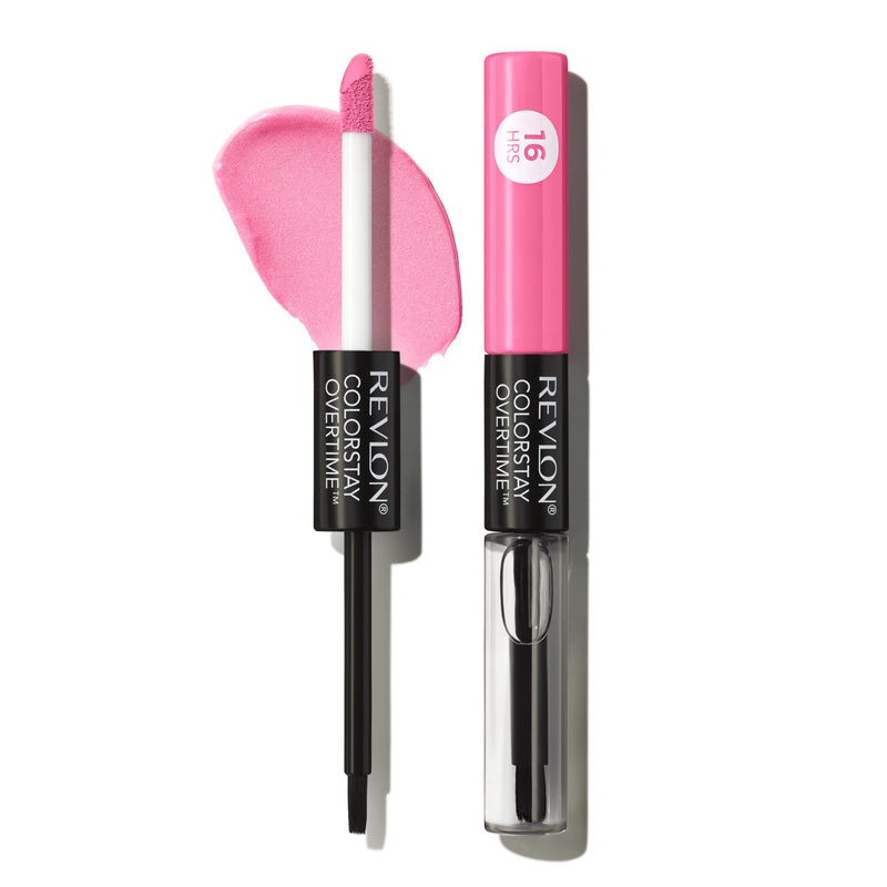 Revlon ColorStay Overtime Lipcolor, 080 Keep Blushing, 0.07 fl oz | Dual-ended liquid lipstick with clear lip gloss. Moisturizing ingredients. Won't smudge, bleed or feather. 0.07 Fl Oz (Pack of 1)