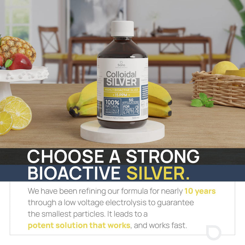 [Australia] - Colloidal Silver 15 PPM 500 ml | Premium silver water stronger than 25ppm | For humans, dogs & cats | Carbon Neutral | 100% natural with 2 ingredients 500 ml (pack of 1) 