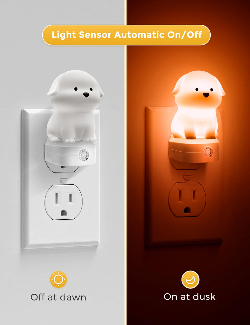 [Australia] - L LOHAS LED Plug in Night Light for Kids, 3D Cute Puppy Night Light with Dusk to Dawn Sensor, RGB+Soft White 3000K Dog Night Light, Christmas Birthday Gift Nightlight for Kids, Room Decor 1 