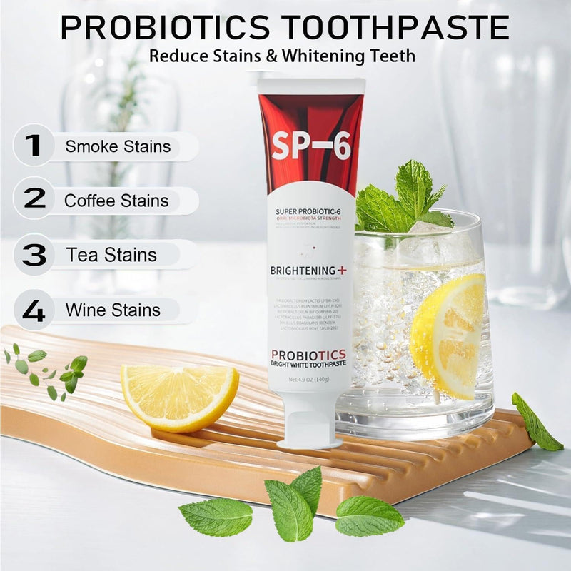 [Australia] - Sp-6 Probiotics Whitening Toothpaste, Sp-6 Ultra Whitening Toothpaste, Enhanced Formula with Enamel-Safe, Fluoride-Free, Fresh Breath Mint Flavor for Oral Health (4) 4 