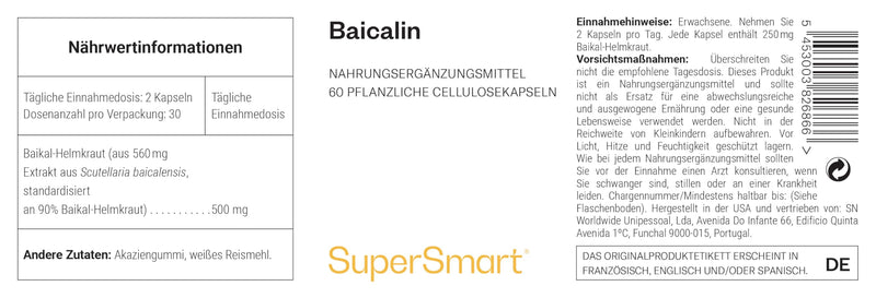 [Australia] - Baicalin 500 mg per day - Contributes to a healthy liver - Helps cleanse and detoxify the liver - Relaxing, antiviral and anti-inflammatory properties - Vegan - Supersmart 