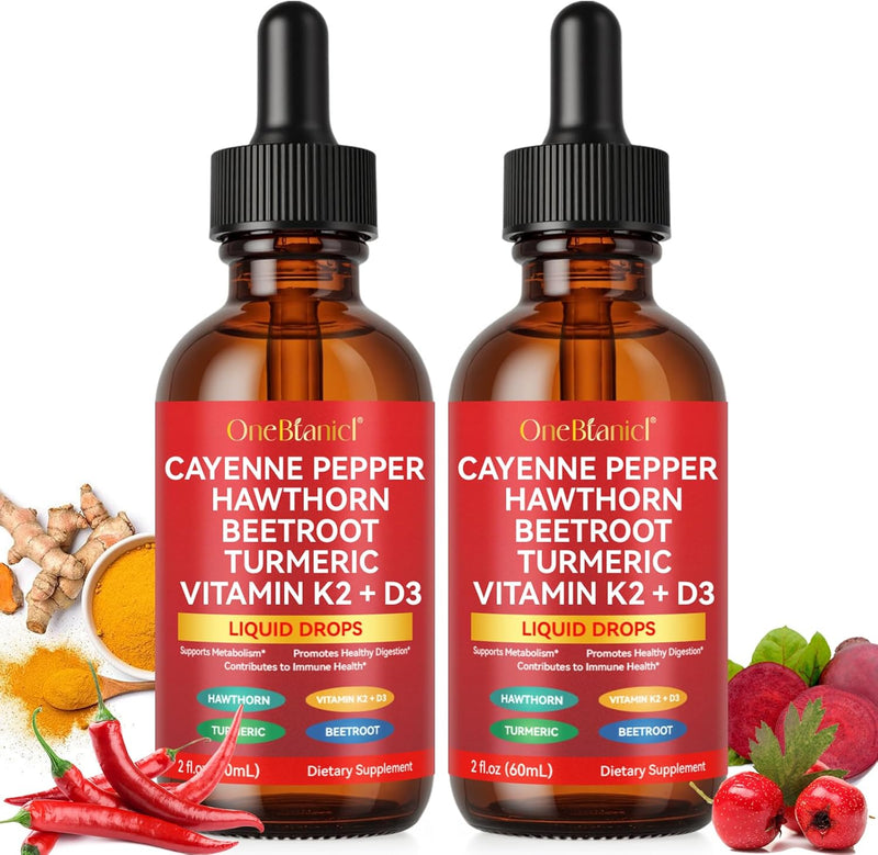 [Australia] - New Cayenne Pepper Drops, Cayenne Pepper Extract, Liquid Drops with Hawthorn Support for Blood Flow - 2 Bottles(60ml) 