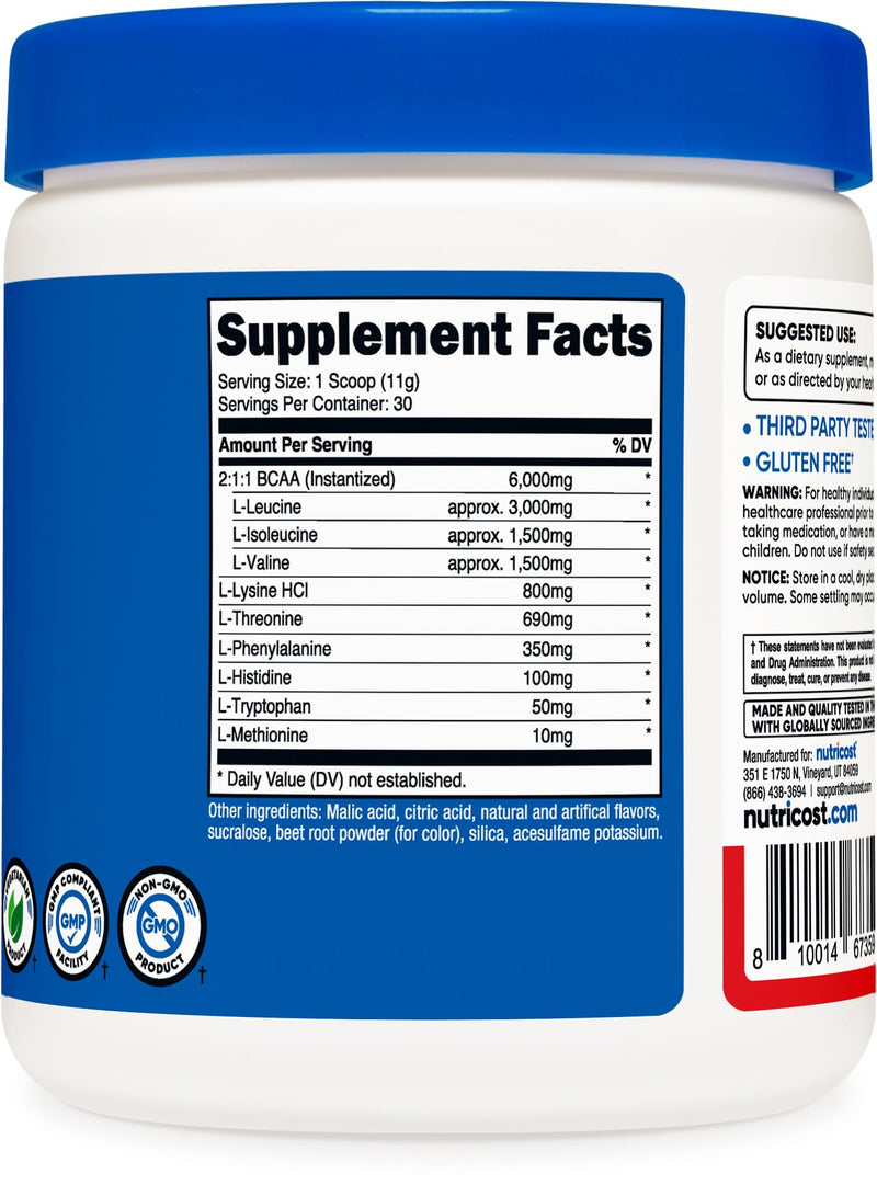 [Australia] - Nutricost EAA Powder 30 Servings (Fruit Punch) - Essential Amino Acids - Non-GMO, Gluten Free, Vegetarian Friendly 