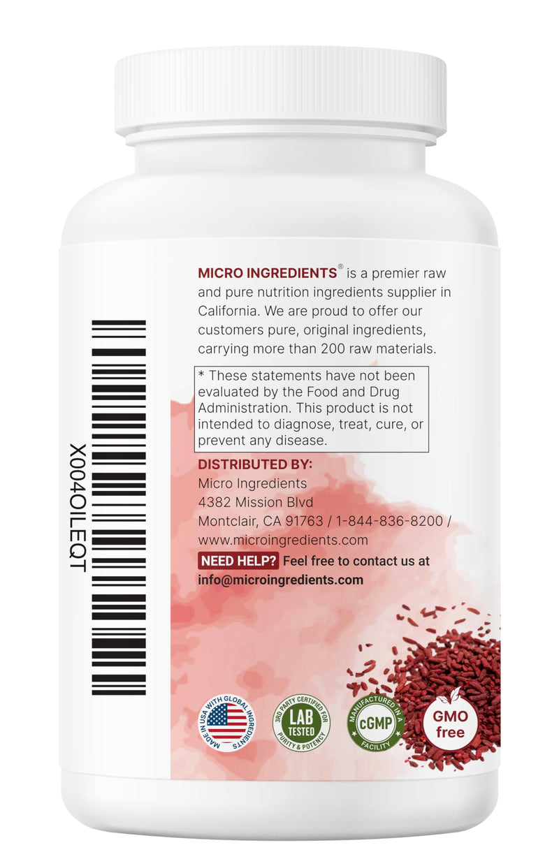 [Australia] - Red Yeast Rice 1,200mg with CoQ10 100mg, 240 Veggie Capsules | 4-in-1 with Flush Free Niacin & Fat Soluble Vitamin C | Cholesterol Support & Heart Health Supplements | Filler Free, Non-GMO, No Gluten 