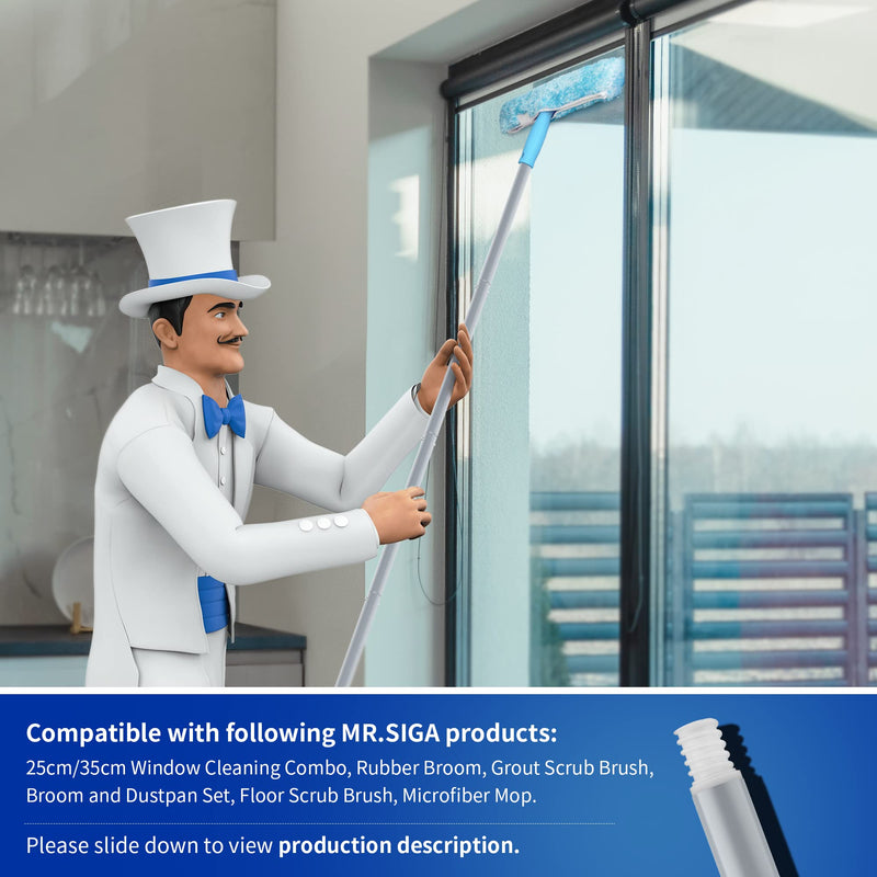 [Australia] - MR.SIGA 54.3 inch Long Extension Pole, Adjustable 4 Pieces Aluminum Pole for Window Squeegee Silver & Blue 