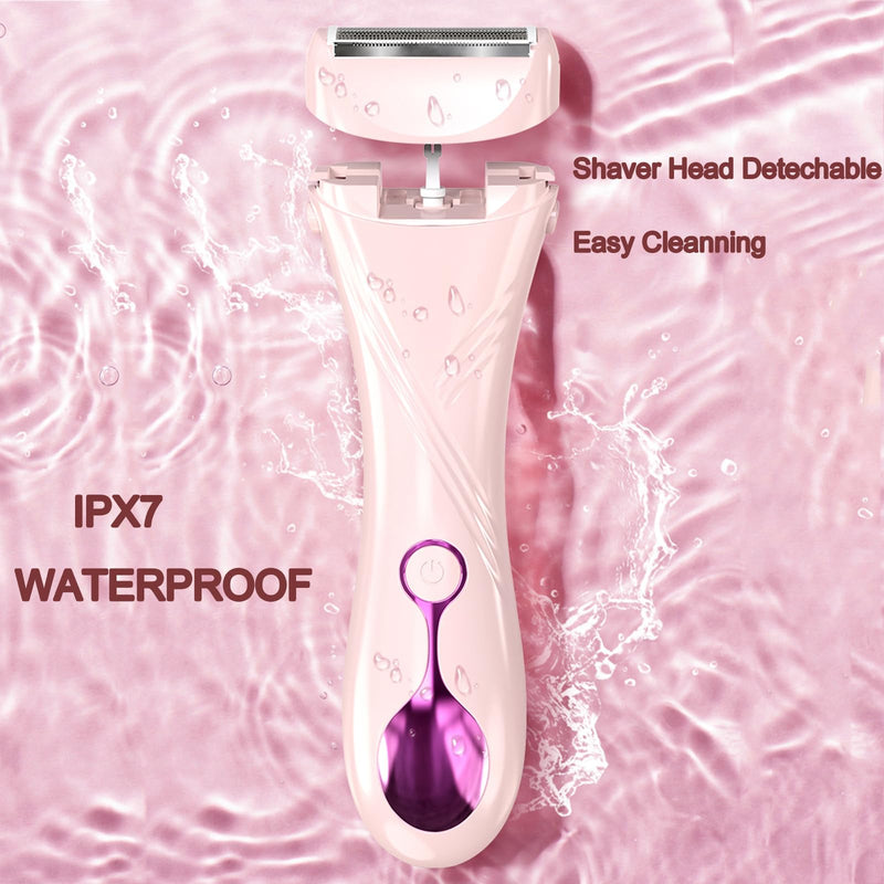 [Australia] - Electric Shaver for Women, Electric Razor for Womens, Bikini Trimmer with LCD Display, Rechargeable Body Hair Trimmer for Bikini Underarm Leg Arm Pubic, Pink 