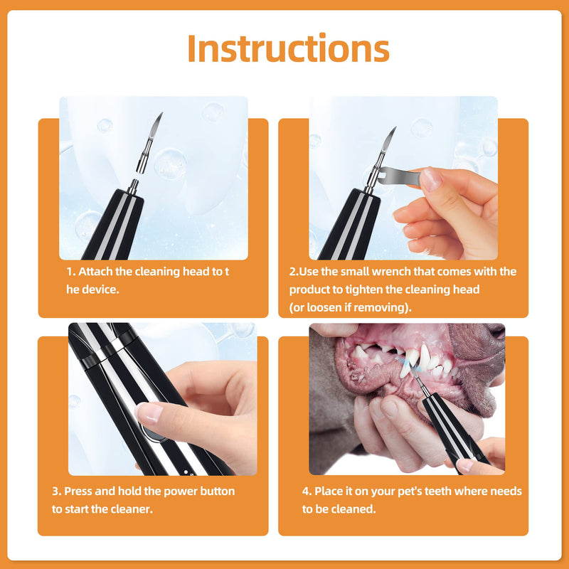 [Australia] - Ultrasonic Dog Plaque and Tartar Remover, Teeth Cleaning Kit for Pets, Rechargeable Dental Scraper for Pets, 5 Modes with 3 Cleaning Heads and LED Light 