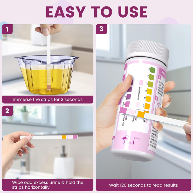 [Australia] - UTI Test Strips for Women: 50ct 3-1 Urinary Tract Infection Treatments Test Strips for UTI & Bladder, Accurate Readings at Home, Urine Dipstick Kit for Urinalysis 50 Strips + 50 Cups 