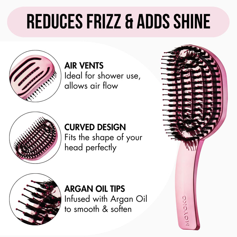 Detangling Brush - Vented for Fine, Wavy, Straight, Curly or Thick Hair, No-Pull Design (Pink Chrome) Pink Chrome