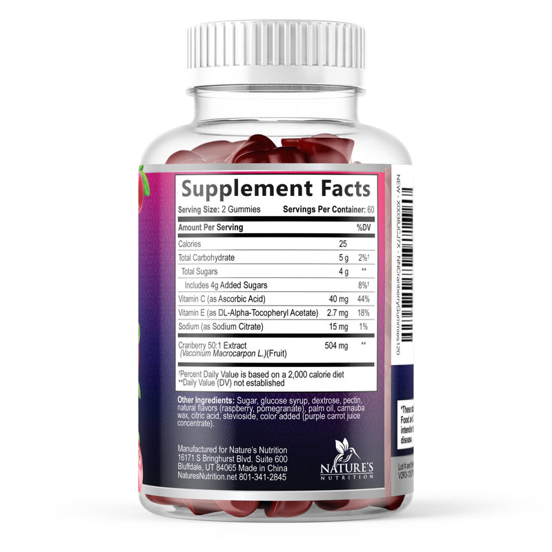 Cranberry Gummies - Urinary Tract Health Support Gummy - Cranberry Extract Supplement Helps Cleanse, Cran Berry Gummy Supplement With Vitamin C, Chewable Cran for Women and Men - 120 Gummies 120 Count (Pack of 1)