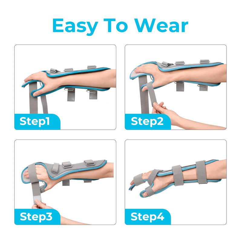 [Australia] - Hand Brace with Finger Support Hand Splint for Pain Relief Carpal Tunnel Wrist Brace Day & Night Support for Arthritis,Fracture,Sprain,Injury,Tendonitis, 16.5in (Right) Right 