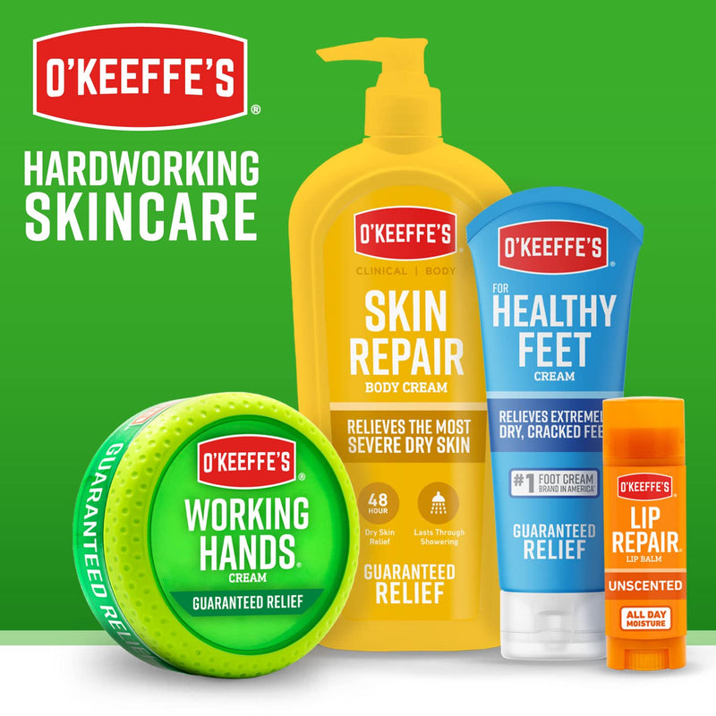 O'Keeffe's Working Hands Hand Cream, 6.8 oz Jar and Healthy Feet Foot Cream, 6.4 oz Jar - Repairing Skincare for Extremely Dry, Cracked Hands and Feet 13.2 Ounce (Pack of 1)
