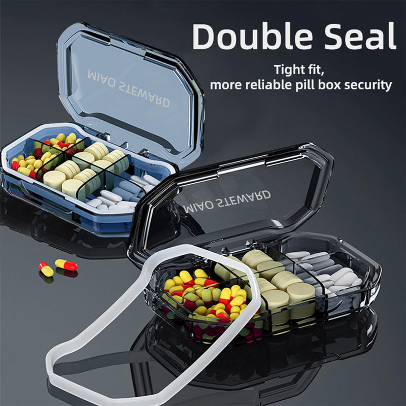 Portable Pill Organizer Waterproof Airtight BPA-Free Compact Easy-to-Carry Travel Daily Use On-The-Go Vitamins Supplements Medication Herb Pill Box Green Size 3.62×2.44×0.98 in