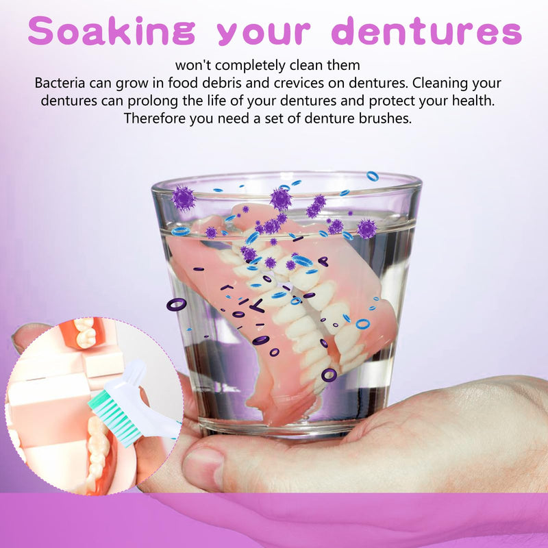 [Australia] - DIVINA VITAE 30Pcs Denture Toothbrush Multi-Layered Soft Bristles Denture Cleaning Brush Bulk Denture Brush with No-Slip Handle for False Teeth, Dental Devices, Mouth Guard(4 Colors) 