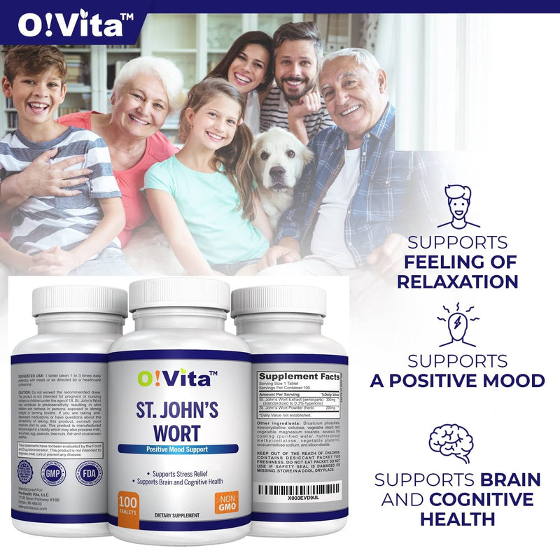 [Australia] - St. John's Wort 500mg (Tablets), Herbal Formulation, Vegan, Non-GMO, Up to 100 Days of Supply 