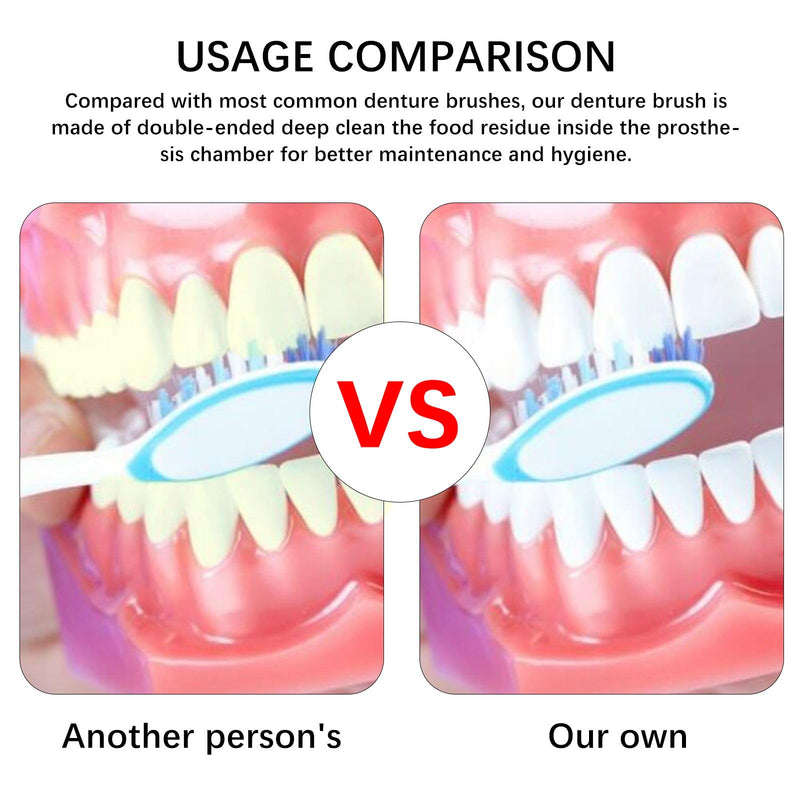 [Australia] - Pack of 4 toothbrushes, false teeth brush, toothbrush, denture toothbrushes cleaning brush, denture brush with soft bristles, double-head toothbrushes for cleaning artificial teeth 