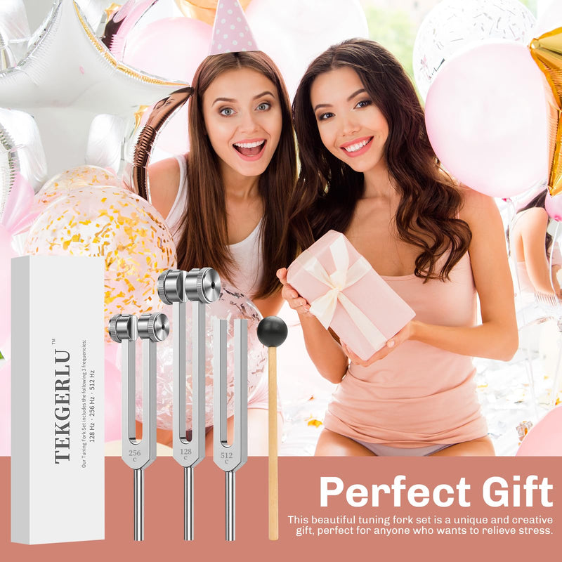 [Australia] - Professional Therapeutic Tuning Forks Set - 128Hz 256Hz 512Hz Aluminum Sound Healing Kit with Striker & Shockproof CaseÔΩúVibration Therapy for Yoga, Meditation, Stress Relief 