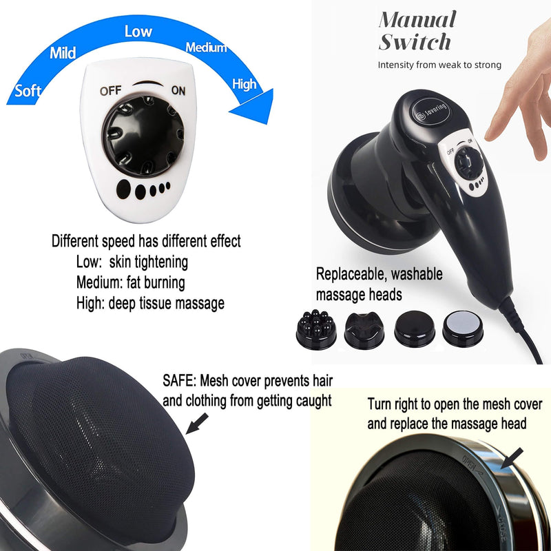 [Australia] - Body Sculpting Machine for Women - 6-Speed Cellulite Massage & Lymphatic Drainage Device with Lipo Roller, Handheld Home Use for Belly Fat, Stomach, Thighs & Buttocks Sculpting 4 Heads 