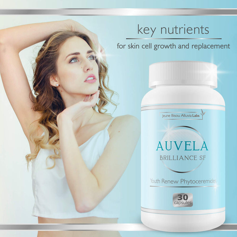 Auvela Brilliance SF - Youth Renew Phytoceramides - Hydrate Your Skin - Promote a More Youthful Appearance and Smoothness - Help Prevent The Appearance of Aging - Ageless by Jeaune Bisou Alluvia Labs