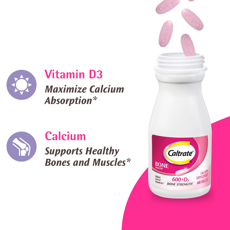 Caltrate 600 Plus D3 Vitamin D and Calcium Supplement Tablets, 200 Count | Highest Level of Vitamin D3, Maximizes Calcium Absorption to Support Strong Bones and Daily Function 200 Count (Pack of 1)