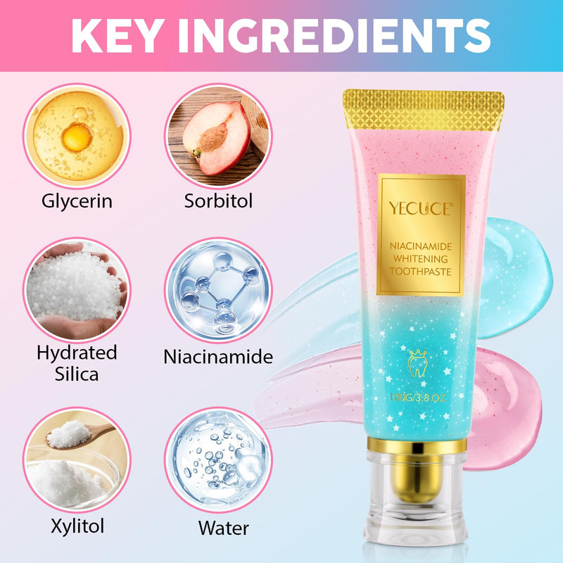 [Australia] - 2Pcs Niacinamide Whitening Toothpaste,Niacinamide Toothpaste, Effectively Whitens Teeth, Protects Tooth Enamel, Freshens Breath 24 Hours, Fluoride-Free Formula is Suitable for Sensitive Teeth 2 