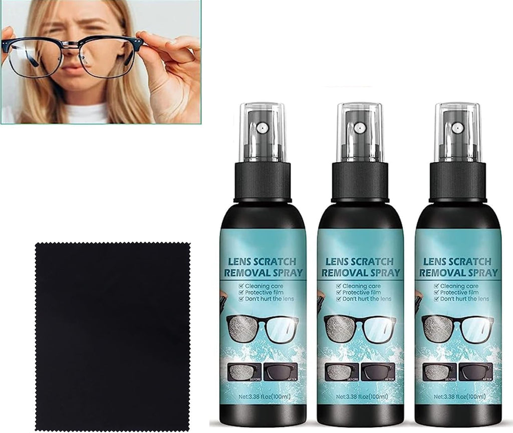 KXC Lens Scratch Removal Spray, Eyeglass Windshield Glass Repair Liquid, Repair Lens Glass Grinding Scratch, Eyeglass Glass Scratch Repair Solution, Glasses Cleaner Spray，Lens Scratch Remover. (3) 3