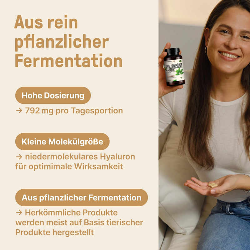 [Australia] - BRAINEFFECT hyaluronic acid capsules - 180 capsules - standard dose (400mg per capsule, 500 to 700 kDa) - with zinc - vegan & without additives 