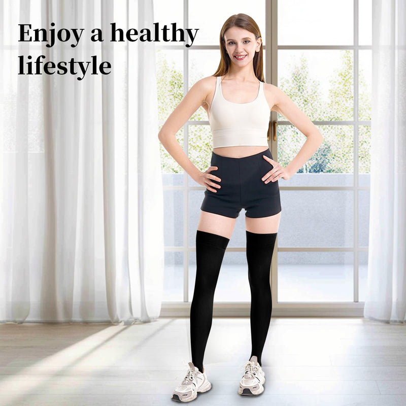 [Australia] - 20-30mmHg Thigh High Compression Stockings, Silicone Dot Band Anti-Slip Compression Socks for Women & Men, Medical Compression Socks for Nurses,Pregnant,Varicose Veins, Sports Recovery Medium Multi-Open Toe*2 