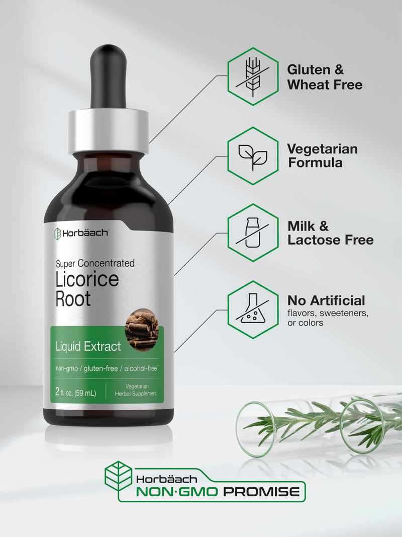 Horbäach Licorice Root Extract | 2 fl oz | Alcohol Free Tincture | Vegetarian, Non-GMO, Gluten Free Liquid