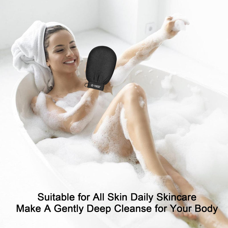 [Australia] - Pack of 2 Exfoliating Gloves, Gentle Effective Peeling, Peeling Gloves, Exfoliating Gloves for Bath, Gloves for Body and Face for Men and Women (Black) 