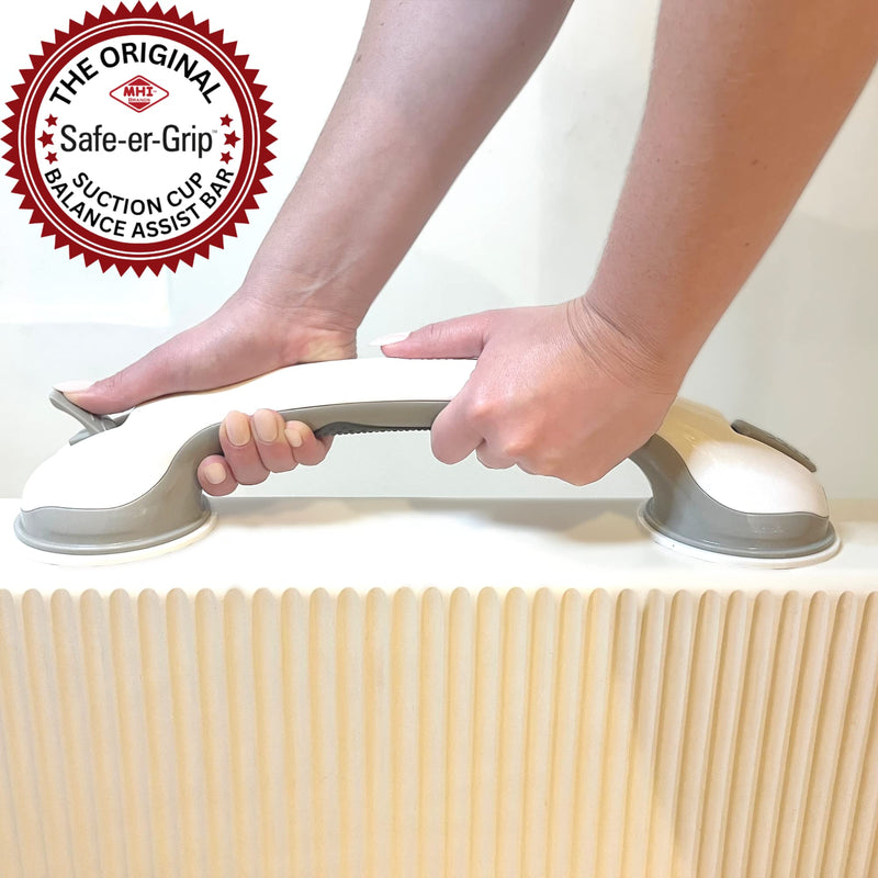 [Australia] - Safe-er-Grip Changing Lifestyles Suction Cup Grab Bars For Bathtubs & Showers; Safety Bathroom Assist Handle, White & Grey, 16 Inches 